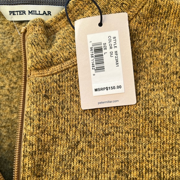 Peter Millar Crown Fleece Full Zip Golf Vest Yellow Men’s Size L - Picture 3 of 7